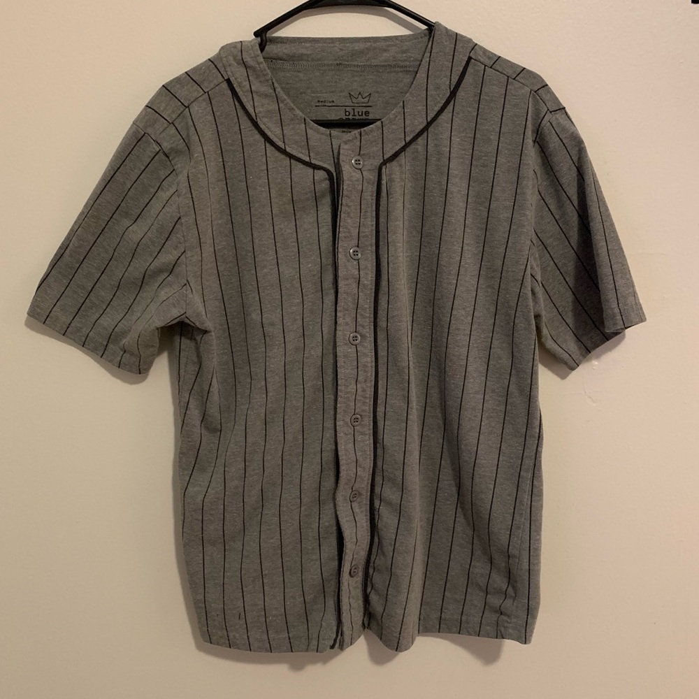 Medium Gray Black Baseball Jersey Bluecrown